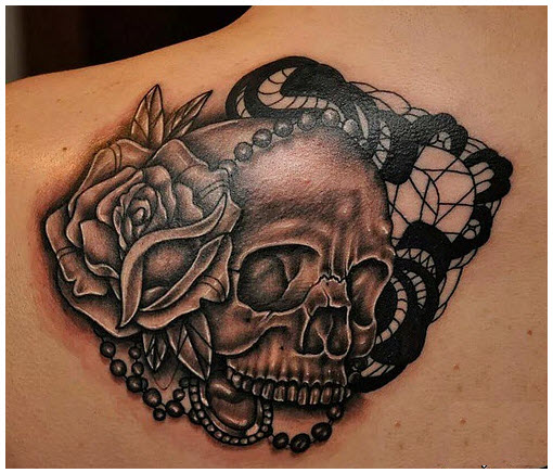 Rose skull tattoo