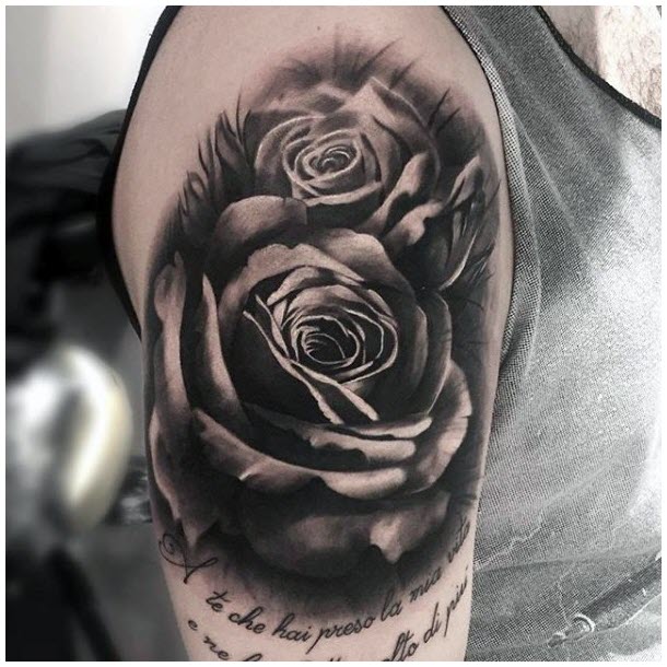 Beautiful 3d rose tattoo