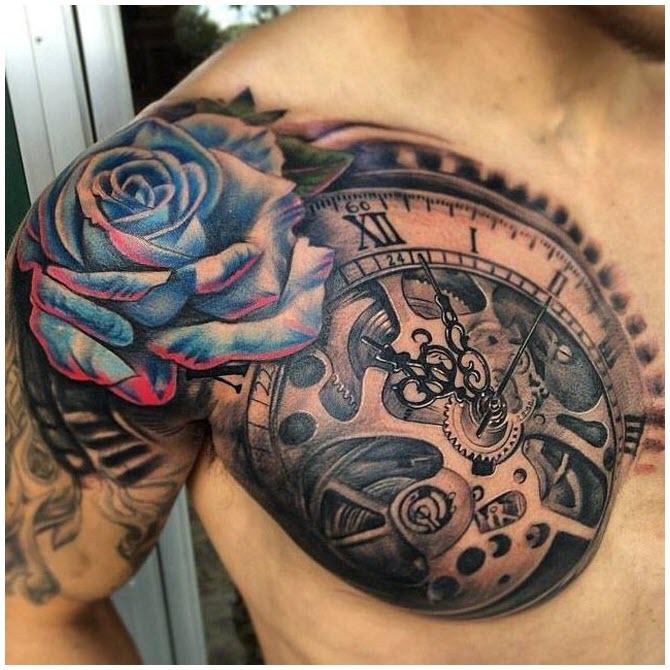 Clock rose tattoo