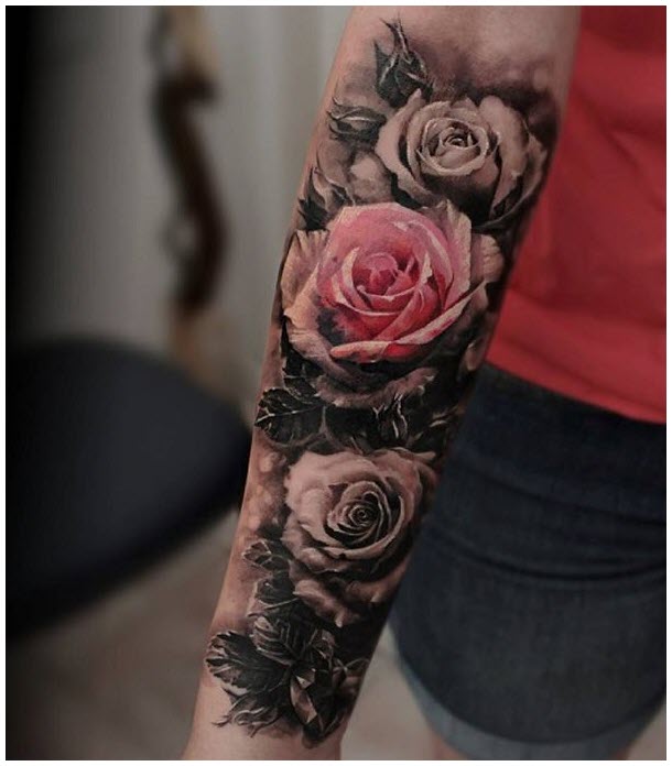 Full hand rose tattoo