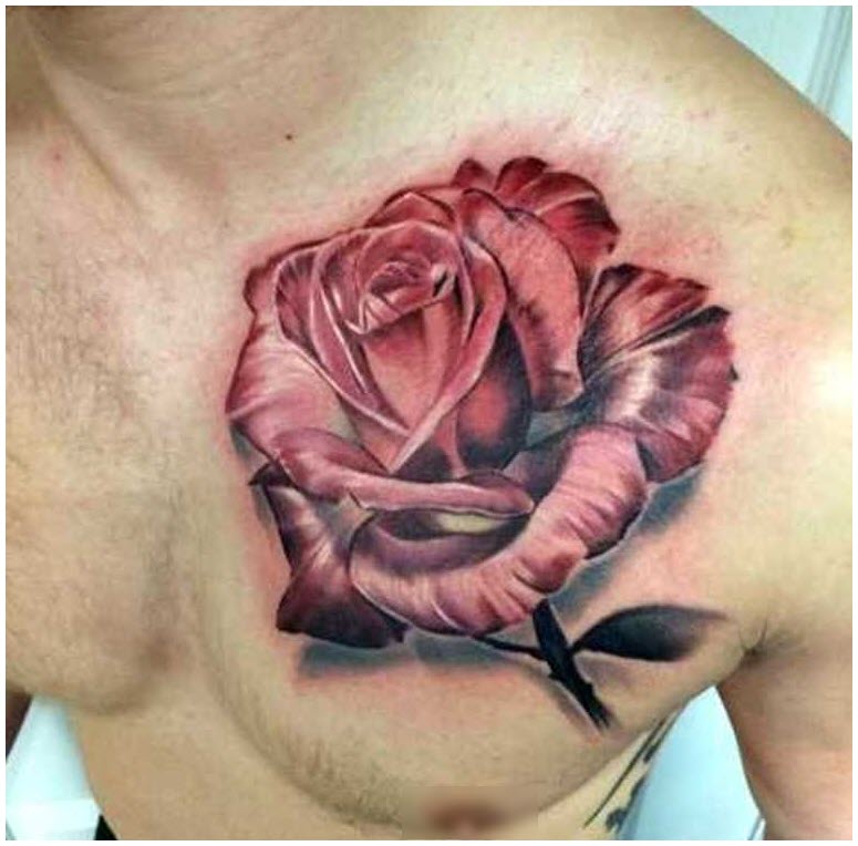 Rose tattoo on chest