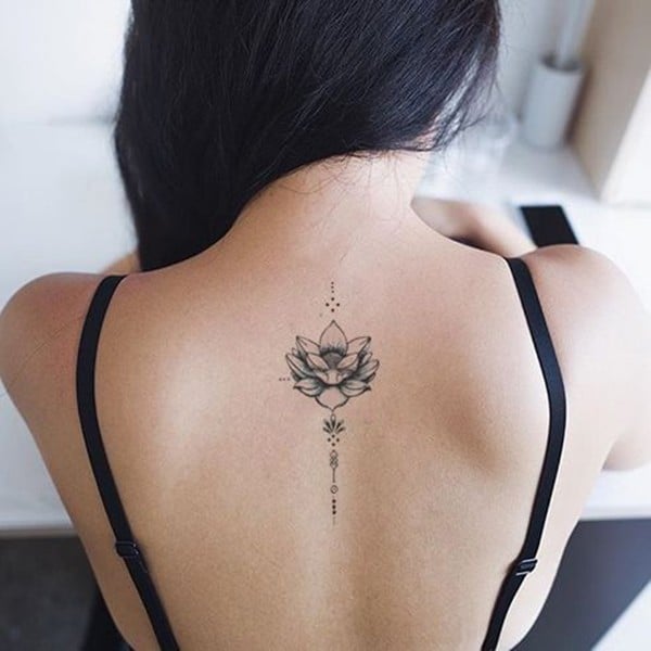 Mini lotus tattoo pattern on the back